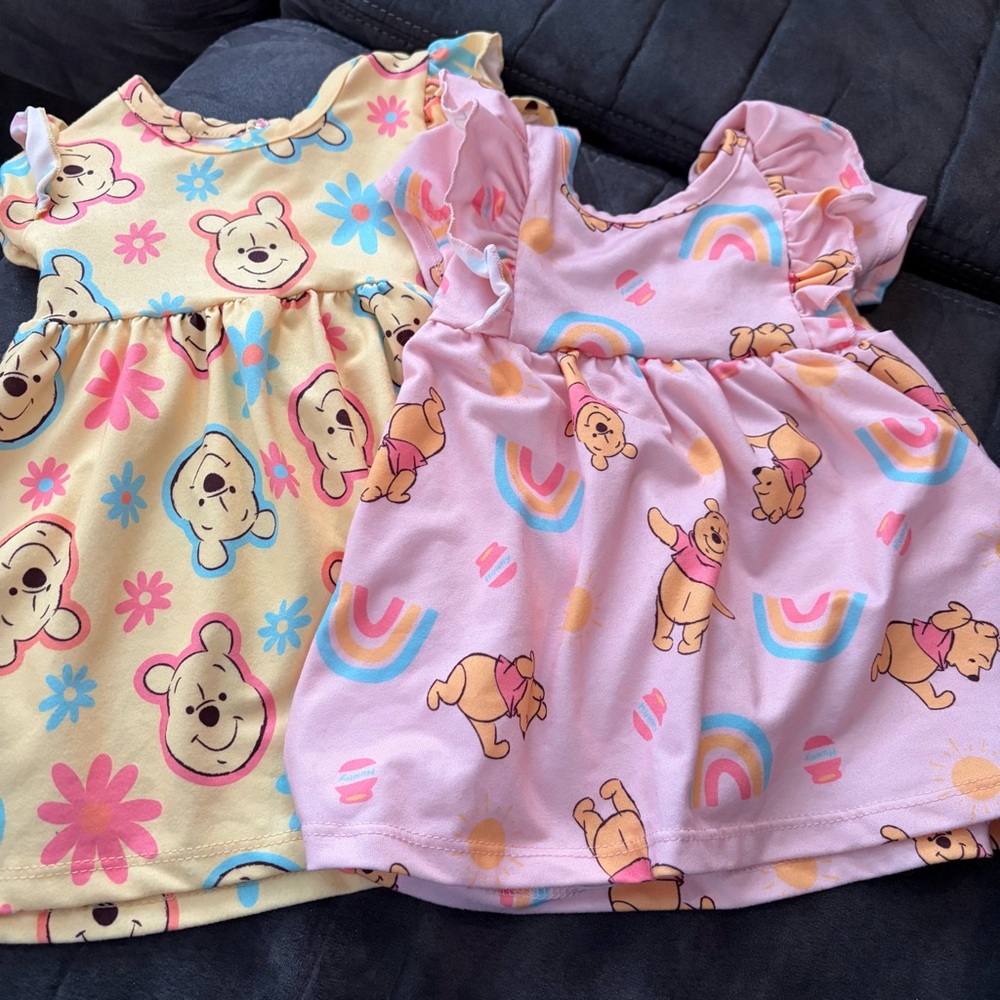 Disney Baby Winnie the Pooh Dress Bundle 3M Pink Rainbow Floral Pooh Girls - Picture 1 of 2